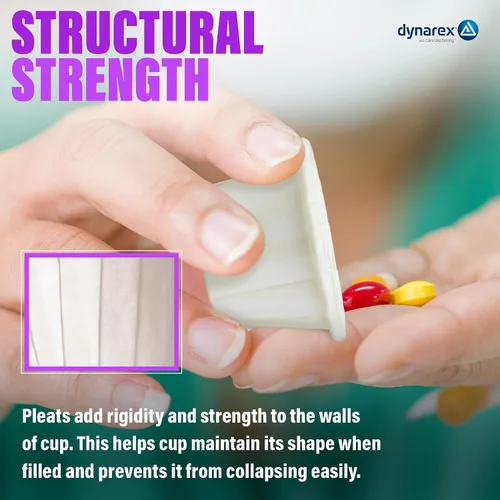 Vista 4 de Dynarex . Vasos desechables de papel para soufflé de 75 onzas, vasos de papel pequeños para pastillas, dispensación de condimentos, muestras