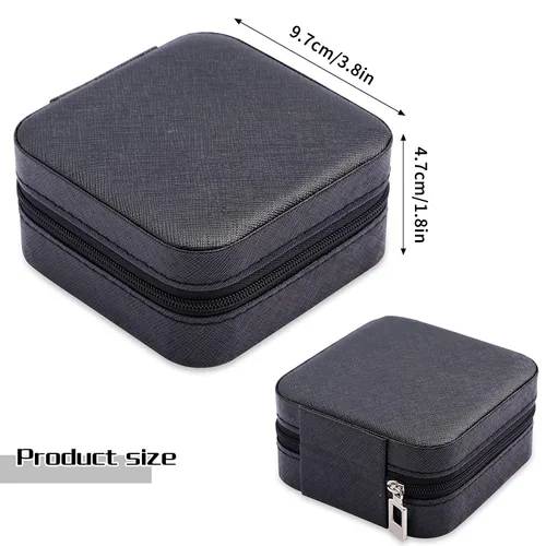 Vista 4 de Neveika 2 piezas de joyería portátil de viaje mini joyero de cuero joyería anillo organizador caja de almacenamiento caja de regalo niñas mujeres