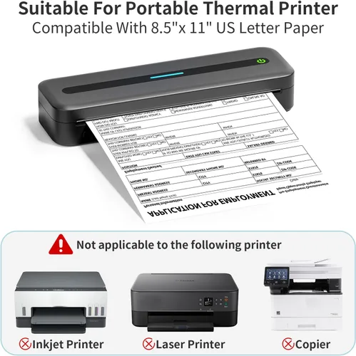 Vista 3 de 4 rollos de papel para impresora térmica de 8.5 x 11 pulgadas, tamaño carta de EE. UU., impresión duradera de alta eficiencia para fotos o trabajo