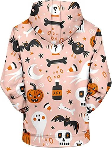Vista 2 de Sudaderas con capucha de Halloween 2023 para hombre, de manga larga, con capucha, personalizadas, con estampado de Halloween