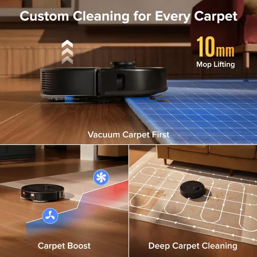 Vista 7 de roborock Qrevo S Pro Robot aspiradora y trapeador, succión de 18,500 Pa, base multifuncional con mopa autolimpiante de 167 ℉, evita obstáculos