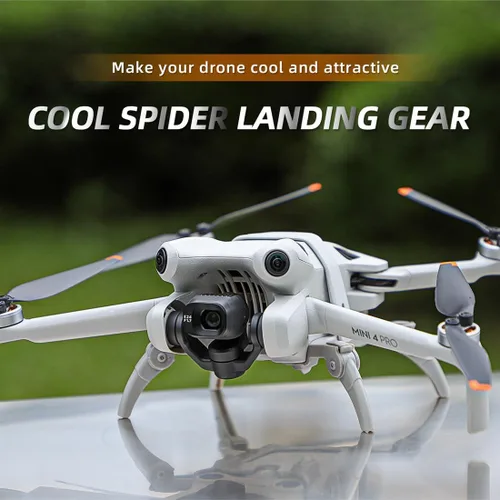 Vista 2 de Tren de aterrizaje extendido para DJI Mini 4 Pro, pata de araña de aterrizaje plegable compatible con accesorios Mavic Mini 4 Pro, gris