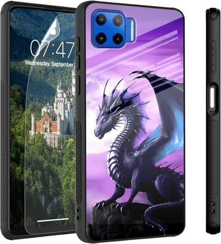 Vista 26 de Funda para Motorola Moto Edge 2022, cubierta trasera de vidrio templado con protector de pantalla, funda protectora a prueba de golpes para Motorola