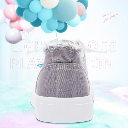 Vista 4 de Obtaom Play - Tenis de lona para mujer, color blanco deslavado y estampado de leopardo, sin cordones, a la moda