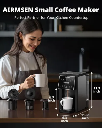 Vista 8 de AIRMSEN Cafetera para moler y preparar, una sola porción con molinillo