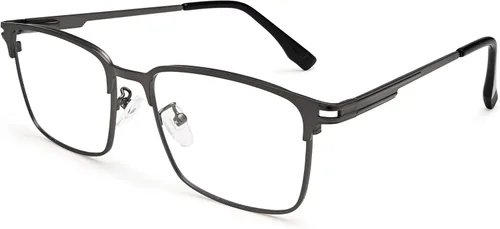 Vista 7 de Dollger Gafas de luz azul para hombre, rectángulo de metal, con bloqueo de luz azul, lentes fotocromáticos de moda para computadora