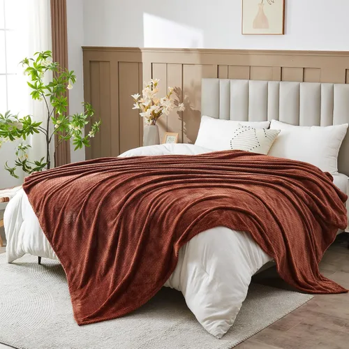 Vista 68 de NEWCOSPLAY Manta de Tiro Súper Suave Aqua Franela Sedosa Premium Fleece con Patrón de Hojas Ligera Manta de Cama para Uso en Todas las Estaciones