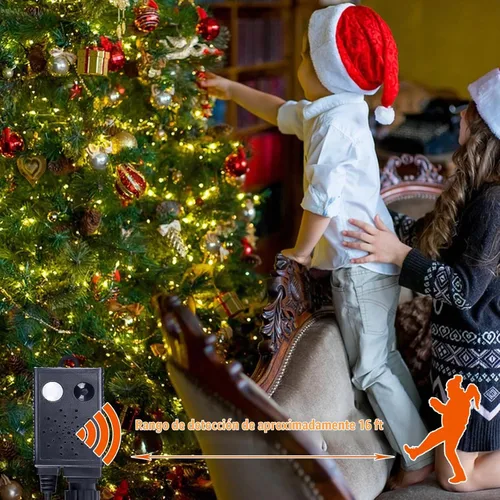 Vista 7 de Luces de Cuerda de Navidad con Sensor de Movimiento Musical que Cambian de Color, 110 Pies, 400 LED, Blanco Cálido Multicolor, Luces de Árbol