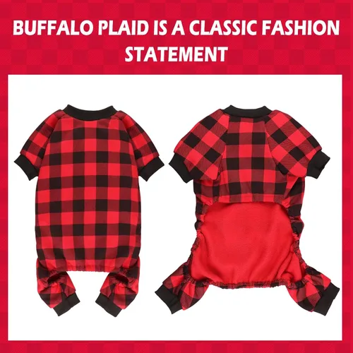 Vista 4 de Suéter de forro polar para perro, ropa a cuadros de búfalo, suéter para perros pequeños, suéter suave y grueso cálido para cachorros, suéteres