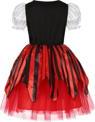 Vista 6 de KAKALVER Kids Pirate Costume for Girls Halloween Pirate Dress Up with Pirate accessories for Pirate Party Decorations Gifts