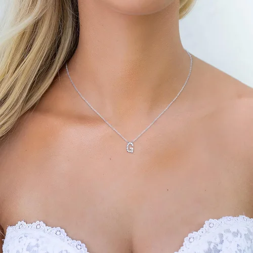 Vista 72 de PAVOI 14K White Gold Plated Cubic Zirconia Initial Necklace Letter Dainty Necklaces for Women