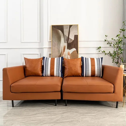 Vista 6 de Juego de 2 fundas de almohada decorativas de 20 x 20 pulgadas, estilo bohemio, a rayas, para sofá, cama, sala de estar, color azul marino