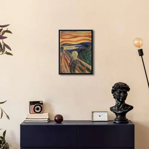 Vista 9 de Wieco Art Arte enmarcado El grito de Edward Munch pinturas famosas reproducción abstracta lienzo impresiones obras de arte para decoración de pared