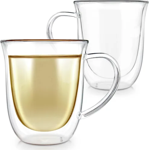 Vista 7 de Teabloom Canterbury Bells Collection - Vasos de borosilicato de doble pared – Juego de 2 vasos de vidrio aislados para té, café y más – 8 oz / 8.1