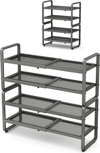 Vista 17 de Estante para zapatos SNTD - Organizador de zapatos ampliable para armario, estante de almacenamiento de zapatos de metal ajustable, soporte