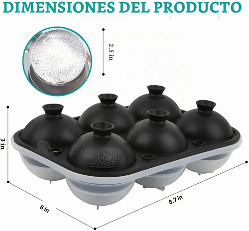 Vista 3 de Samuelworld - Gran molde para bolas de hielo con tapa, bolas de hielo de 6 x 2,5 pulgadas - Sin BPA, bandeja de hielo redonda de silicona fácil