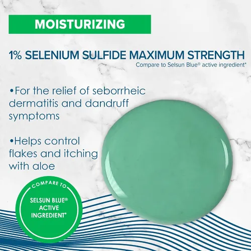 Vista 2 de True+Real Champú hidratante para la caspa con aloe y sulfuro de selenio 1%, 11fl oz