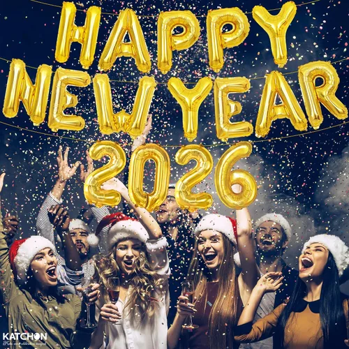 Vista 6 de KatchOn, Globos dorados de feliz año nuevo 2026 – 16 pulgadas Globo de feliz año nuevo y globos dorados del número 2026 para decoraciones de Año
