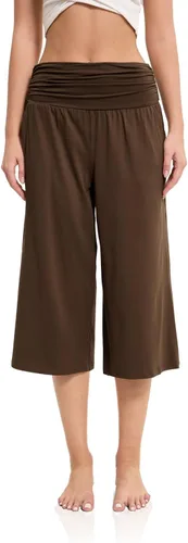 Vista 5 de JZC Women's Pajama Bottoms High Waisted Capri Pants Wide Leg Yoga Pants with Pockets Palazzo Pants for Women