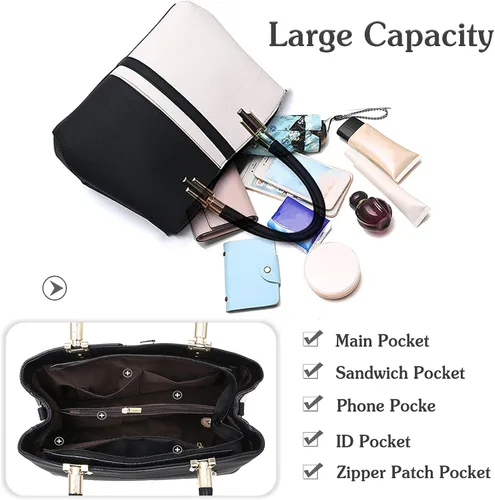 Vista 5 de PORRASSO Bolso de mujer Moda Top Handle Bolsos Señoras Tote Bolso de hombro Mujer