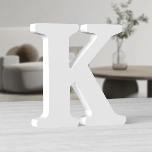 Vista 14 de AOCEAN Letras de madera grandes blancas de 10 pulgadas, letras de madera sin terminar para decoración de pared, letras decorativas de pie