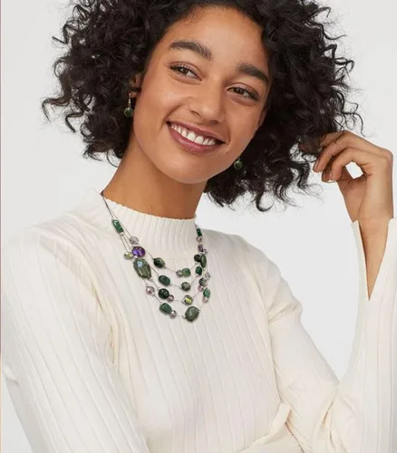 Vista 3 de Layered Chunky Beaded Necklace for Women Colorful Multi-Layer Statement Necklace and Earrings Set Gift for Her