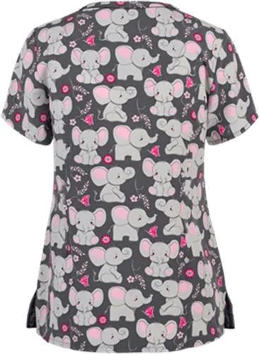 Vista 2 de Ropa quirúrgica para mujer, estampado de manga corta, cuello en V, uniforme de lactancia, divertido estampado de vacaciones