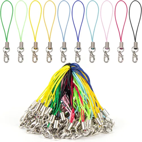 Vista 6 de Framendino, Paquete de 50 cordones coloridos con cierre de langosta para llavero de teléfono celular, bricolaje