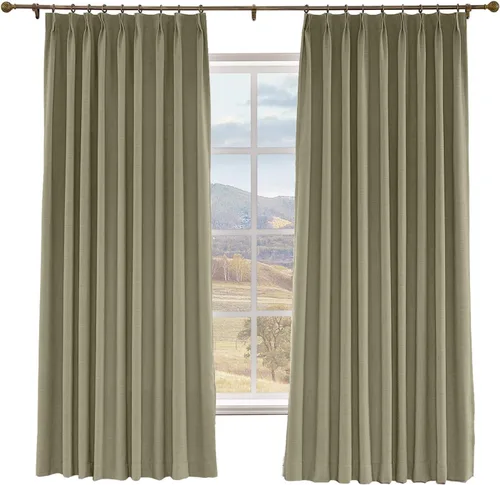 Vista 14 de Macochico Cortinas opacas de lino sintético de 52 pulgadas de ancho x 63 pulgadas de largo, panel de cortinas plisadas para dormitorio, aulas