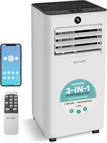 Vista 8 de SereneLife Aire acondicionado portátil de 8000 BTU, pequeña unidad de CA con deshumidificador y ventilador, mini unidad de CA con cobertura de 350