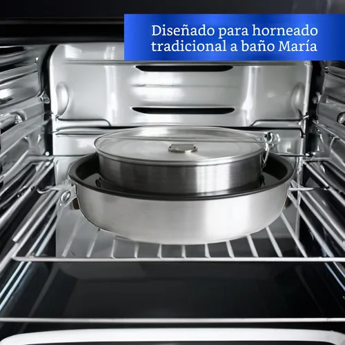 Vista 3 de Molde de flan con tapa, extra grande (10.5 x 3.2 pulgadas) y molde de aluminio para pasteles (11.2 pulgadas)