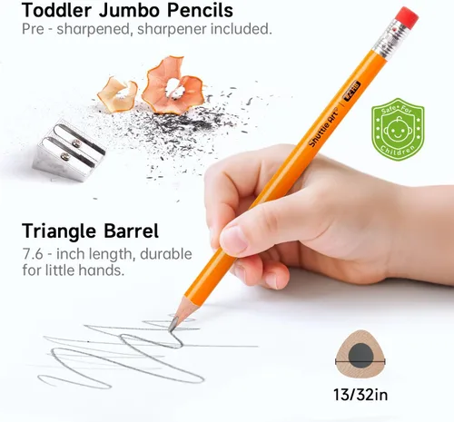 Vista 3 de Shuttle Art Jumbo Pencils, 36 Pack Triangle Pre-Sharpened #2 HB for Kids