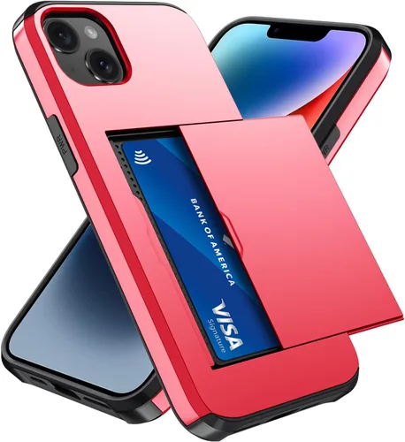 Vista 106 de Qinmay Funda compatible con iPhone 7 Plus/8 Plus con tarjetero, doble capa a prueba de golpes, funda protectora resistente con ranura oculta Negro