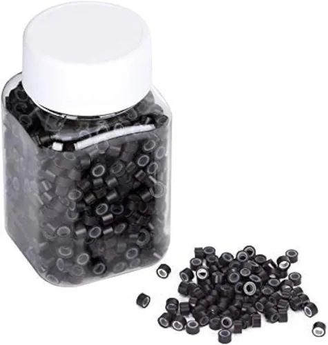 Vista 15 de 500 anillos de silicona con microeslabones de 0.197 in para extensiones de cabello, herramientas de microenlaces de aluminio para extensiones