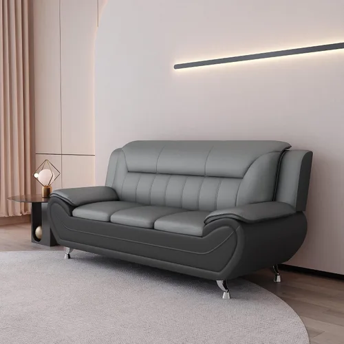 Vista 8 de Container Furniture Direct Silla y sofá de piel sintética de estilo moderno con reposabrazos extra cómodos, ideal para sala de estar, dormitorio u