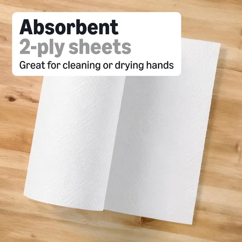 Vista 3 de Amazon Basics - Toallas de papel de cocina de 2 capas blancas de tamaño adaptable, absorbentes, gruesas, envueltas individualmente, 140 toallas por
