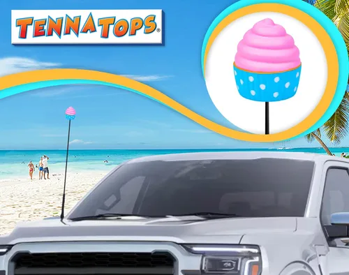 Vista 6 de Edición limitada Cupcake - Antena de coche Decoración de decoración de auto - Se adapta a la antena de estilo delgado