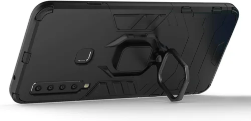 Vista 3 de Compatible con Samsung Galaxy A9 (2018), Galaxy A9 Star Pro, Galaxy A9s, funda de metal con agarre de anillo a prueba de golpes, parachoques duro