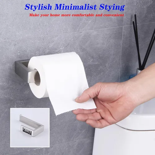Vista 7 de GERZWY Juego de accesorios de baño de 2 piezas de acero inoxidable contemporáneo montado en la pared - Soporte para papel higiénico con anillos
