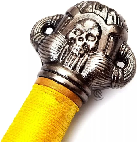 Vista 4 de Conan - Espada bárbara, hoja de acero al carbono Conan con envoltura de yute en mango de madera, espada atlante bárbara con funda de cuero, espada