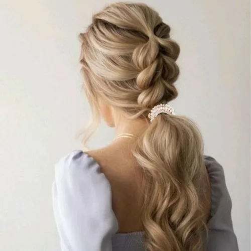 Vista 8 de Brinie Bandas elásticas para el cabello, bandas elásticas blancas para el cabello, bandas para el cabello con cuentas para coleta, accesorios