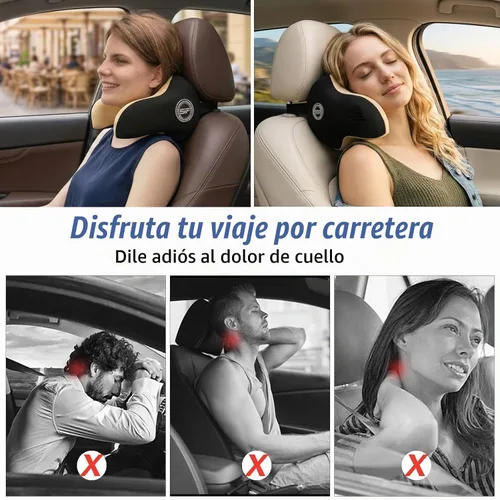 Vista 4 de Almohada realmente útil para reposacabezas de coche, almohada para el cuello del coche para dormir con correa ajustable, 100% espuma viscoelástica