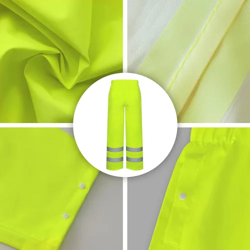 Vista 21 de TCCFCCT Chaqueta de lluvia de alta visibilidad para hombre, impermeable, abrigo de lluvia de alta visibilidad para hombres y mujeres con capucha