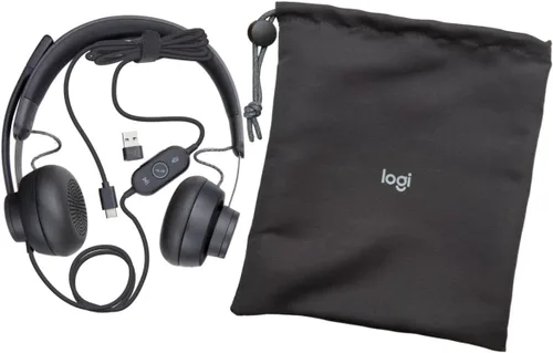 Vista 2 de Logitech Zone 750 Auriculares con conector USB-C con cancelación de ruido con cable para enchufar y usar, controladores de 1.575 in con controles