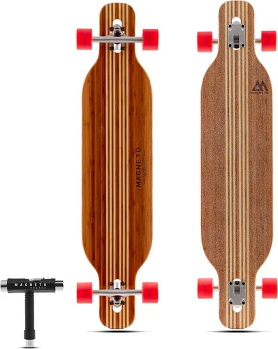 Vista 11 de Magneto Longboards Bamboo Longboards for Cruising, Carving, Free-Style, Downhill and Dancing (Bamboo Drop & Fiberglass Through Longboard)
