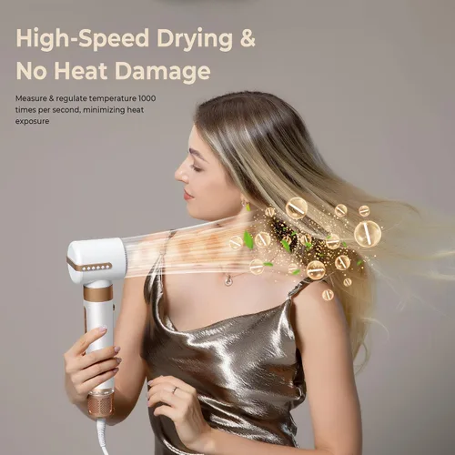 Vista 7 de Cepillo Secador de Pelo 7 en UNO, Varita Rizadora Autowrap, Secador de Pelo Iónico Negativo de Alta Velocidad 110,000 RPM con Difusor Concentrador