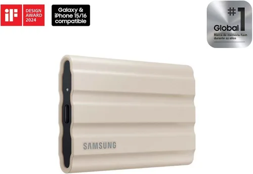 Vista 2 de Samsung T7 Shield 2TB, SSD portátil, hasta 1050MB/s, USB 3.2 Gen2, resistente, clasificación IP65, para fotógrafos, creadores de contenido