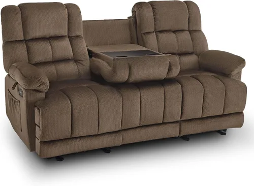 Vista 10 de MCombo Sillón reclinable de gravedad cero con consola, masaje con calor y vibración, sofá reclinable con puertos USB, portavasos para sala de estar