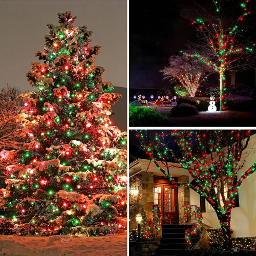 Vista 8 de BlcTec Luces de Navidad para interiores y exteriores, 300 luces LED de 108 pies con certificación UL para árbol de Navidad con 8 modos