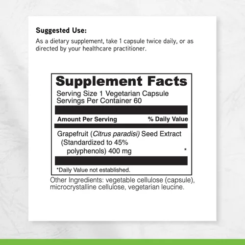 Vista 6 de DAVINCI Labs Extracto de semilla de pomelo 400 mg – Apoya la salud intestinal digestiva y digestiva – Sin gluten, vegetariano – 60 cápsulas